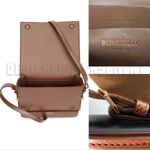 BURBERRY brown & black GRACE calfskin Leather convertible Small shoulder Bag NWT - Picture 6 of 14